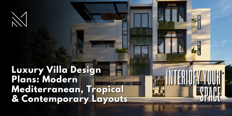 Modern luxury villa exterior with green wall elements, large windows, and tropical Mediterranean design — showcasing custom villa plans in Dubai
